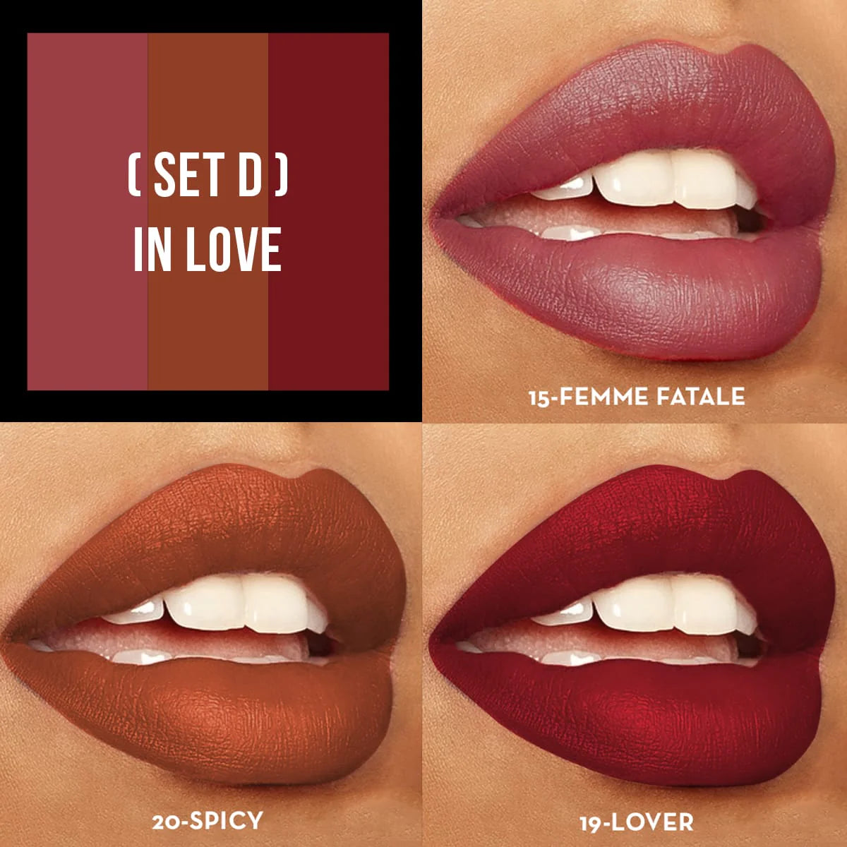 SEXY TRIO SATIN LIPSTICK SETS - IN LOVE - ITALIA DELUXE