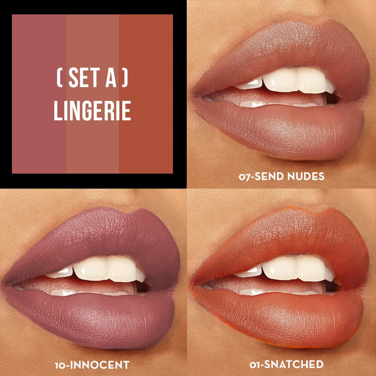 SEXY TRIO SATIN LIPSTICK SET - LINGERIE - ITALIA DELUXE