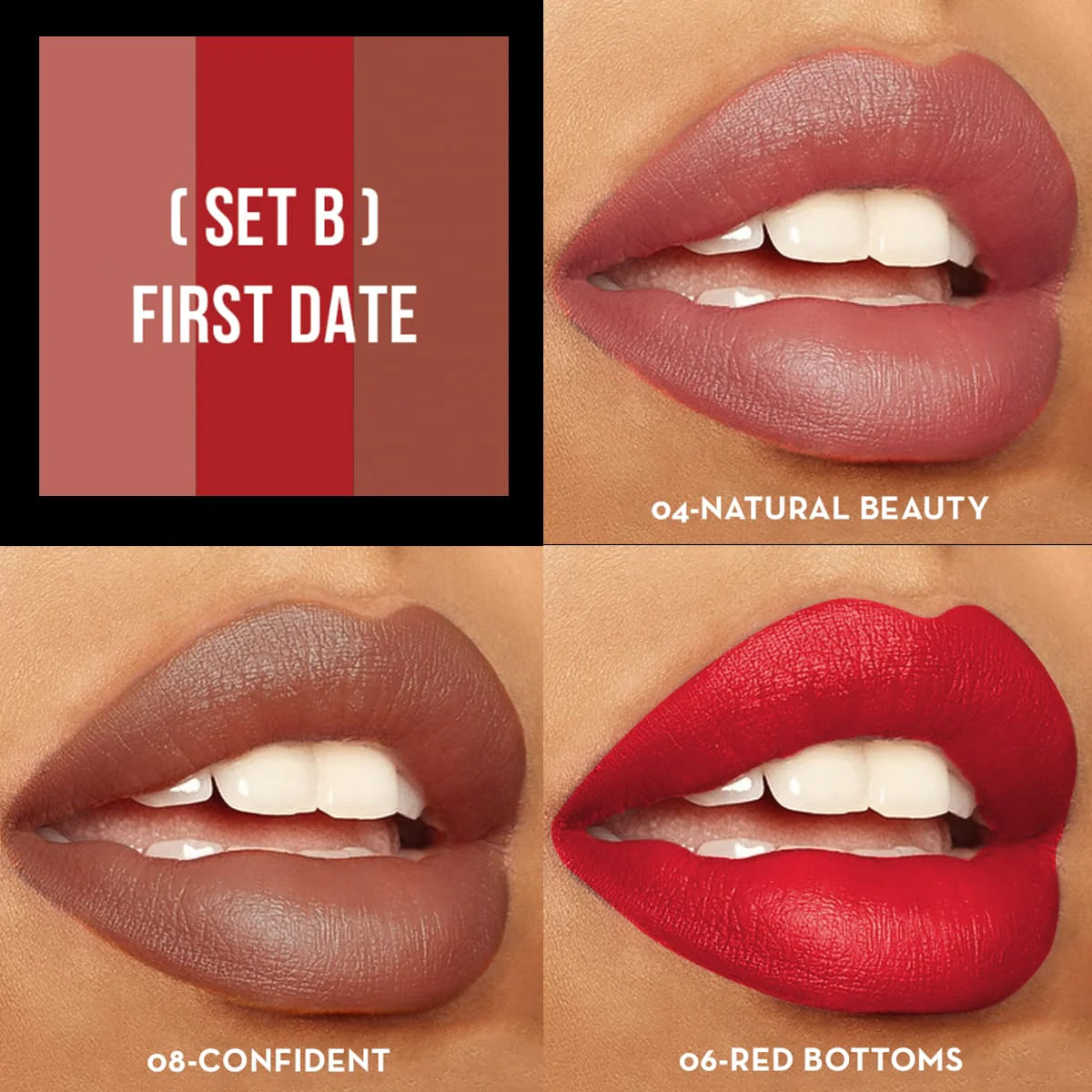 SEXY TRIO SATIN LIPSTICK SETS - FIRST DATE - ITALIA DELUXE