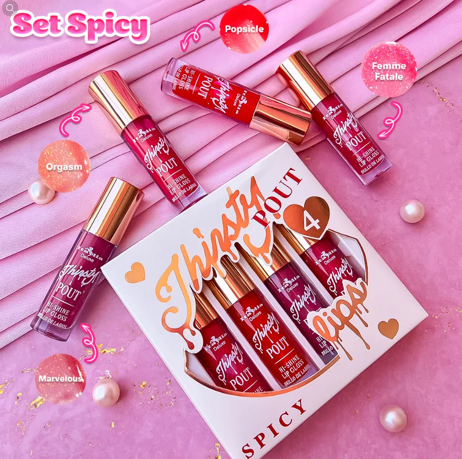 SET DE 4 GLOSS THIRSTY POUT NAUGHTY ITALIA DELUXE